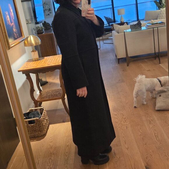 Harvé Bernard 100% Wool Black Full-length Maxi Coat - Picture 7 of 8